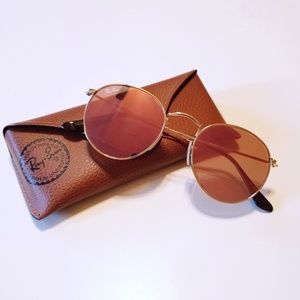 Ray-Bans Round Pink Gold Copper Flash Sunglasses